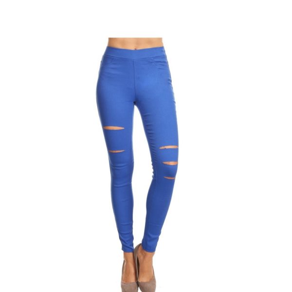 distressed jean leggings