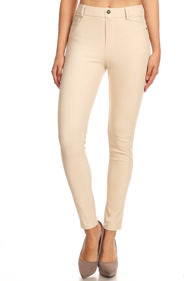 beige colored women's jeans